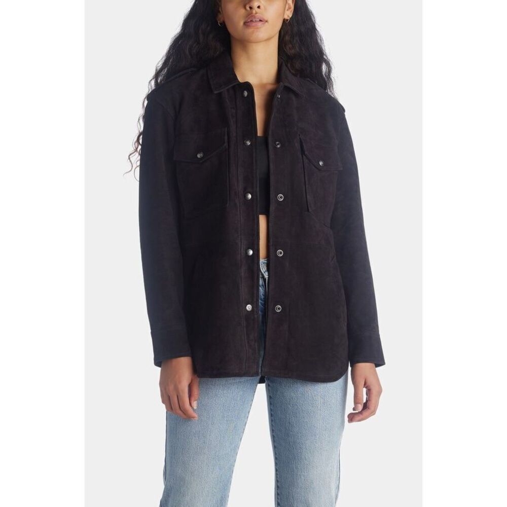 LITA by Ciara/Revolve NWT Suede Lover Shirt Jacket in Black Size XXS MSRP $498